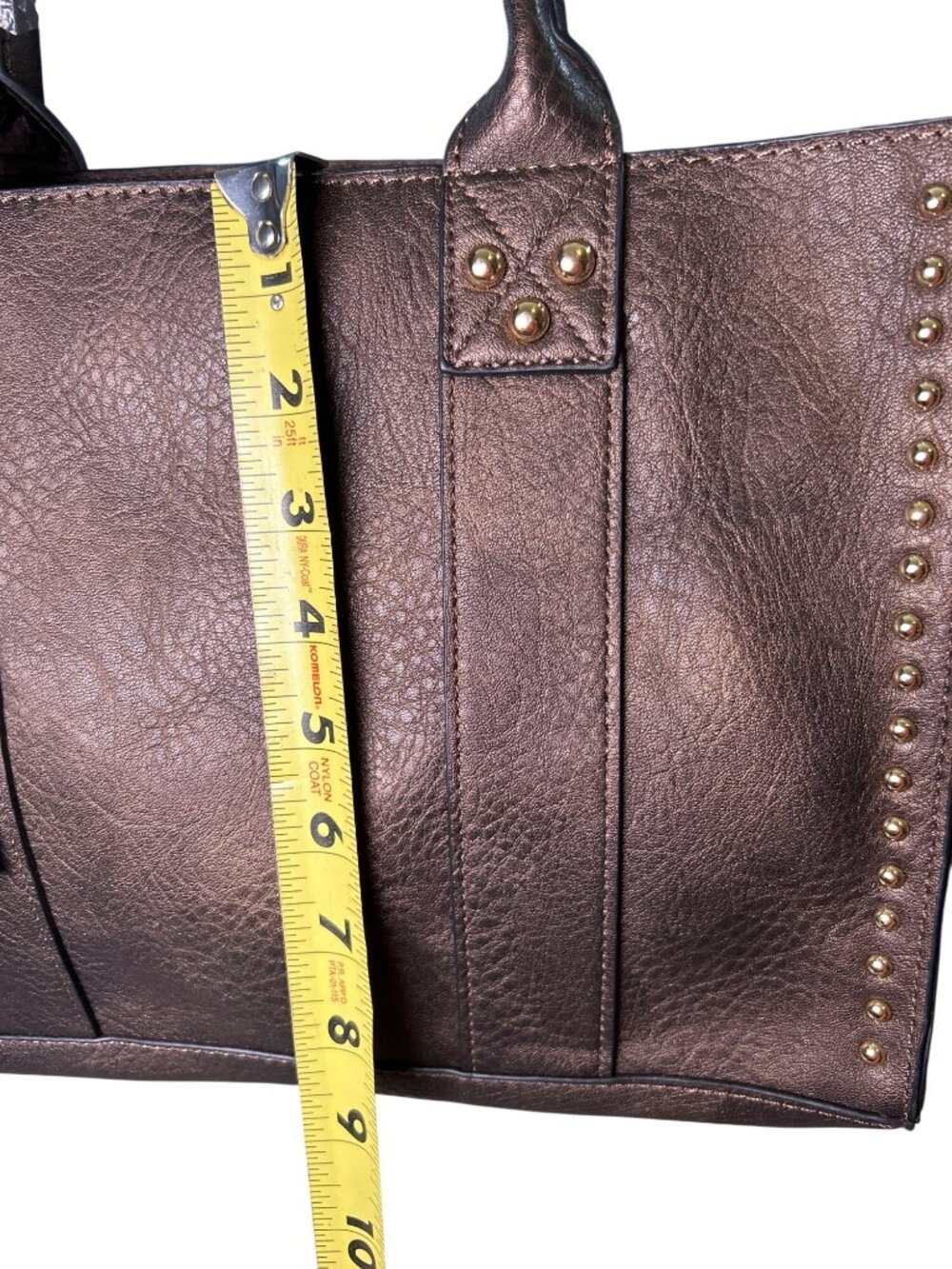 NEW Dasein Brown & Metallic Gold Tote Purse w/ Wristlet & Makeup Bag & Strap USA - Picture 10 of 11